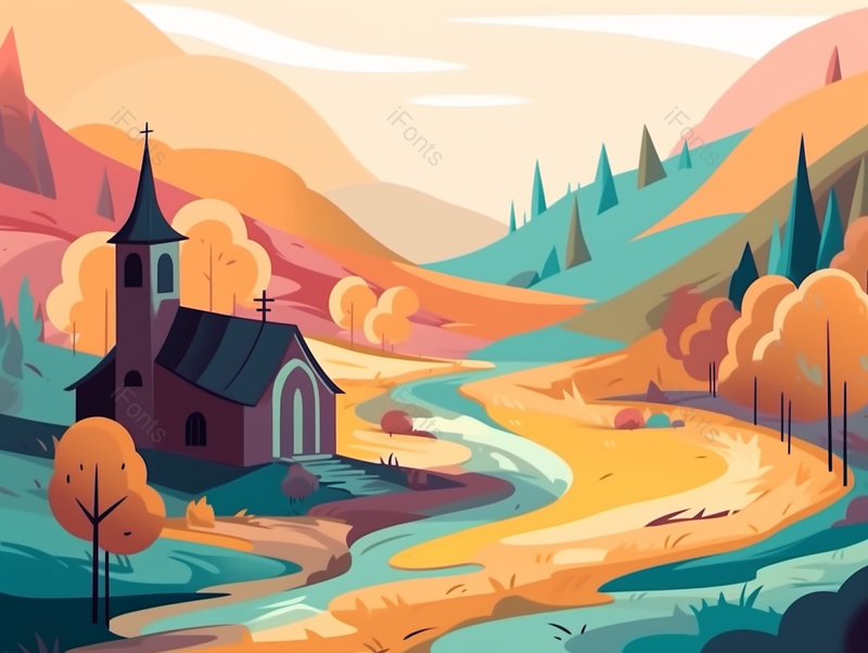 远方山丘的自然山河,插画/手绘图,插画/手绘图库,插画/手绘图下载,插画/手绘